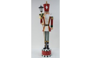 Χριστουγεννιάτικη μεταλλική φιγούρα καρυοθραύστη σε κόκκινη απόχρωση με ενσωματωμένο φωτισμό 42x39x165 εκ