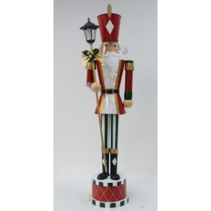 Χριστουγεννιάτικη μεταλλική φιγούρα καρυοθραύστη σε κόκκινη απόχρωση με ενσωματωμένο φωτισμό 42x39x165 εκ