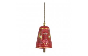 ΚΑΜΠΑΝΑ PAPIER MACHE 12.5*12.5*30CM RED/GOLD