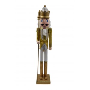 Χριστουγεννιάτικος Διακοσμητικός καρυοθραύστης με παγιέτες σε χρυσή και ασημί απόχρωση 16x19x91 εκ