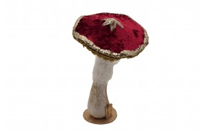 velvet mushroom with beads 27*26.4*42cm bordeaux