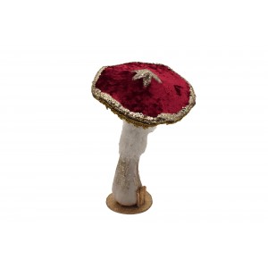 Χριστουγεννιάτικο διακοσμητικό μανιτάρι με βελούδινη επένδυση σε κόκκινη απόχρωση 27x42 εκ