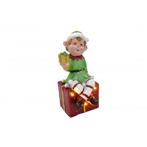 Χριστουγεννιάτικη φιγούρα ξωτικού σε πράσινη απόχρωση με δώρα και ενσωματωμένο φωτισμό 18x18x35 εκ Χριστουγεννιάτικη φιγούρα ξωτικού σε πράσινη απόχρωση με δώρα και ενσωματωμένο φωτισμό 18x18x35 εκ