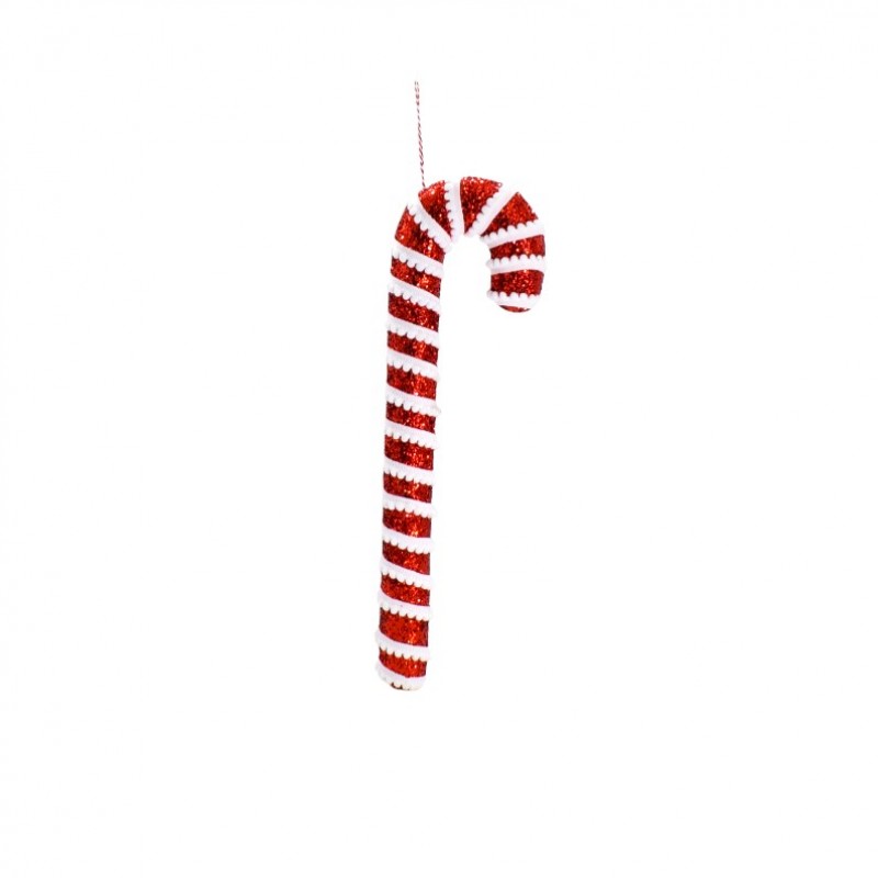 STRIPES SPARKLE CANDY CANE 47CM ΛΕΥΚΟ/ΚΟΚΚΙΝΟ