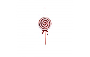 Stripes Sparkle γλειφιτζούρι με ρίγες σε λευκή και κόκκινη απόχρωση για Χριστουγεννιάτικη Διακοσμητική σύνθεση 47 εκ