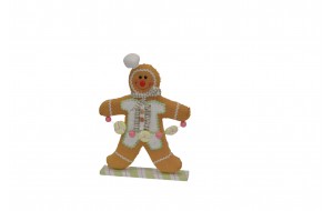 Rainbow Biscuit Boy μπισκοτένια Χριστουγεννιάτικη Διακοσμητική φιγούρα σε ζαχαρένια ροζ απόχρωση 33x6x45 εκ