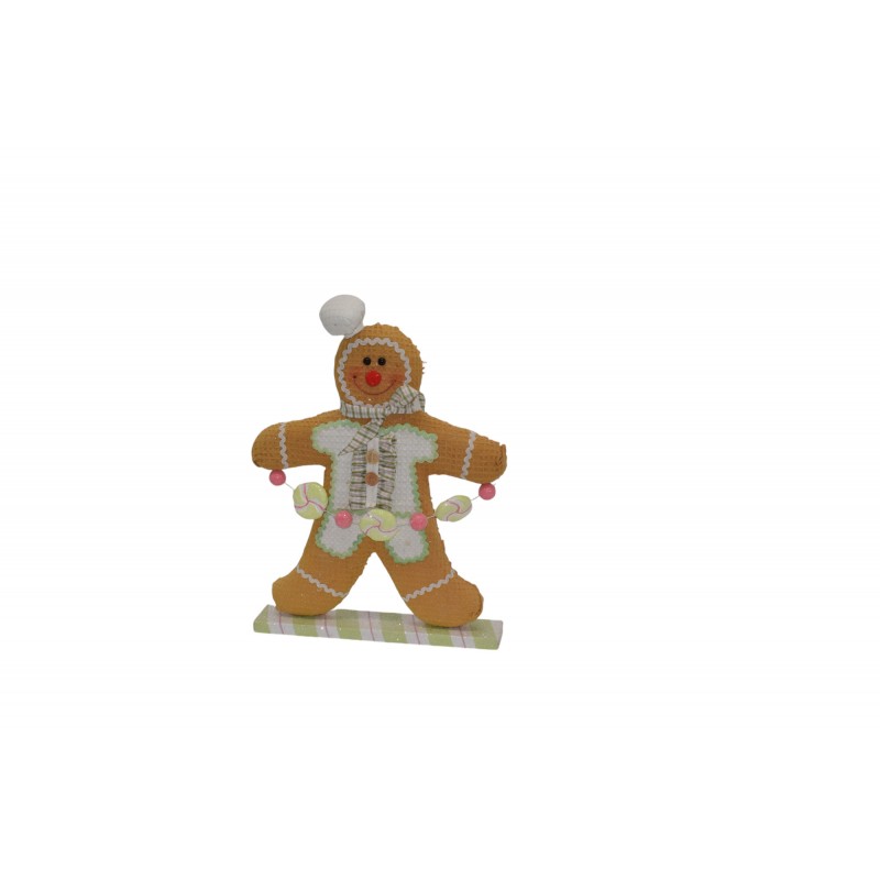 Rainbow Biscuit Boy μπισκοτένια Χριστουγεννιάτικη Διακοσμητική φιγούρα σε ζαχαρένια ροζ απόχρωση 33x6x45 εκ CD-OB-HL109342