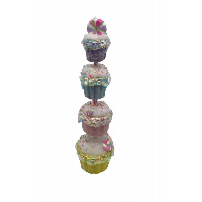 Rainbow Candy Χριστουγεννιάτικα Διακοσμητικά cupcakes σε ροζ απόχρωση σετ τεσσάρων τεμαχίων 23x83 εκ CD-OB-HL110974