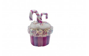 Rainbow Candy Χριστουγεννιάτικο Διακοσμητικό cupcake σε παγωμένη λιλά απόχρωση 16x29 εκ