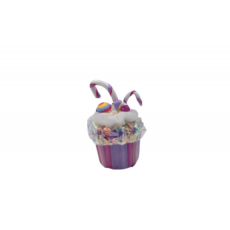 Cupcake Rainbow Candy σε λιλά απόχρωση για Χριστουγεννιάτικη Διακοσμητική σύνθεση 13x26 εκ CD-OB-HL111025