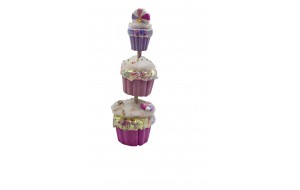 Χριστουγεννιάτικα Διακοσμητικά cupcakes Rainbow Candy σε παγωμένη λιλά απόχρωση σετ τριών τεμαχίων 21x67 εκ