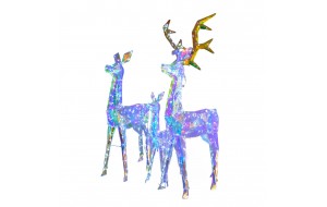 S/3 ΦΩΤΙΖΟΜΕΝΑ ΕΛΑΦΙΑ PET H.77/112/137CM 200/160/105LED TRANSPARENT WARM WHITE IP44