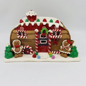 Τροχόσπιτο Candy House με LED σε μπισκοτί και λευκή απόχρωση για Χριστουγεννιάτικη Διακοσμητική σύνθεση 28x16,5x15 εκ Τροχόσπιτο Candy House με LED σε μπισκοτί και λευκή απόχρωση για Χριστουγεννιάτικη Διακοσμητική σύνθεση 28x16,5x15 εκ