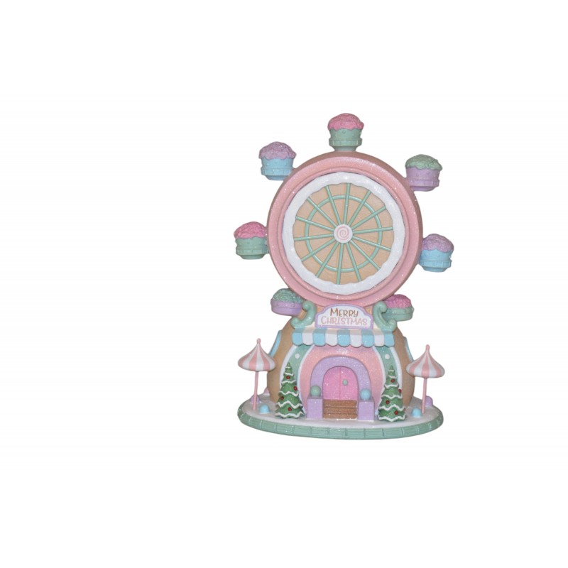 GINGER SKY WHEEL POLYRESIN 22.5*16.5*31CM PASTEL PINK