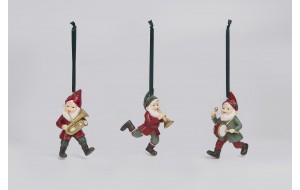 ΧΡ.ΣΤΟΛΙΔΙ POLYRESIN MUSIC DWARF 4.7x5.3x9.8cm  3 ASSORTED RED/GREEN