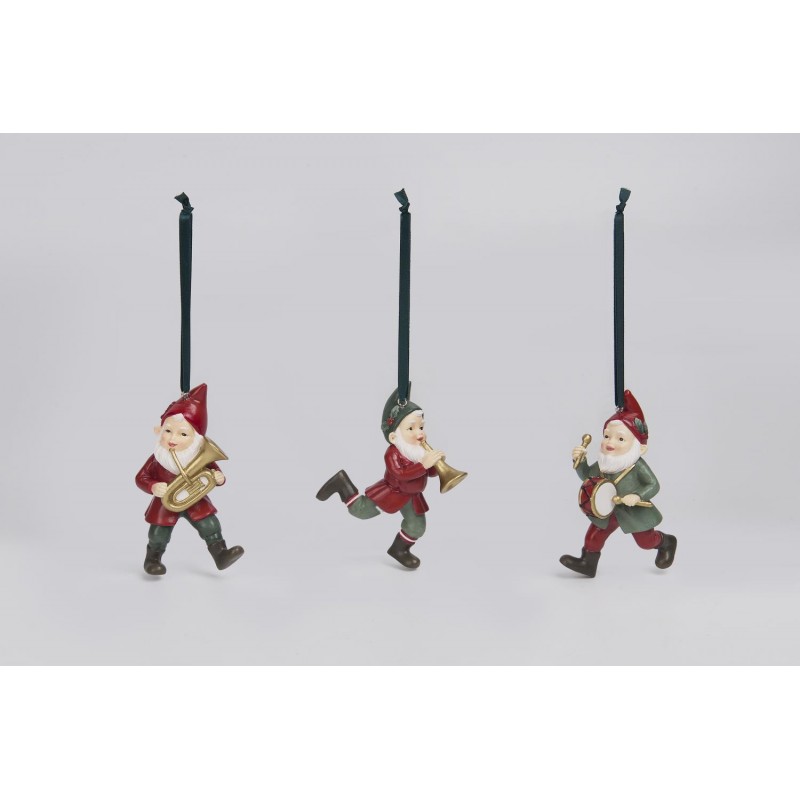 ΧΡ.ΣΤΟΛΙΔΙ POLYRESIN MUSIC DWARF 4.7x5.3x9.8cm  3 ASSORTED RED/GREEN