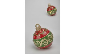 ΔΙΑΚΟΣΜΗΤΙΚΟ LED BALL ΕΠΙΤΡΑΠΕΖΙΟ POLYRESIN 29.5*30.3*34.2cm RED/GREEN/GOLD