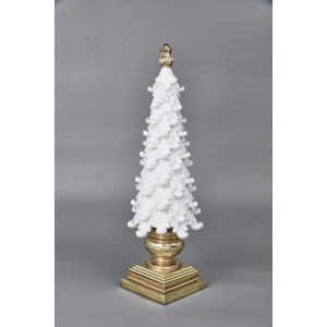 Χριστουγεννιάτικο διακοσμητικό δέντρο με σκαλιστά σχέδια σε λευκή απόχρωση από πολυρεζίνη 15x47 εκ Χριστουγεννιάτικο διακοσμητικό δέντρο με σκαλιστά σχέδια σε λευκή απόχρωση από πολυρεζίνη 15x47 εκ