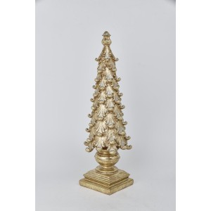 Χριστουγεννιάτικο διακοσμητικό δέντρο με σκαλιστά σχέδια σε χρυσή απόχρωση από πολυρεζίνη 15x47 εκ Χριστουγεννιάτικο διακοσμητικό δέντρο με σκαλιστά σχέδια σε χρυσή απόχρωση από πολυρεζίνη 15x47 εκ