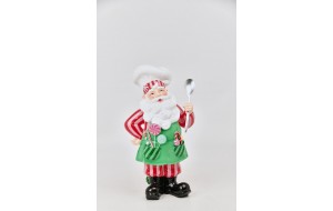 PEPPERMINT SANTA CHEF ΕΠΙΤΡΑΠΕΖΙΟ POLYRESIN 26.2x20.2x47cm RED/PINK/GREEN