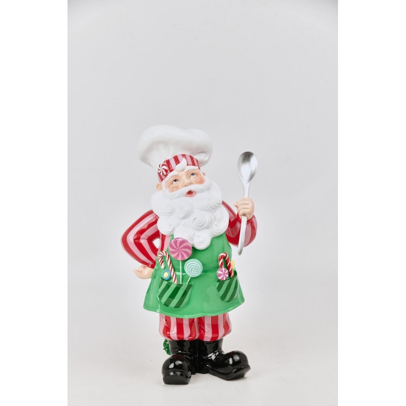 PEPPERMINT SANTA CHEF ΕΠΙΤΡΑΠΕΖΙΟ POLYRESIN 26.2x20.2x47cm RED/PINK/GREEN