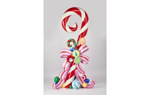 PEPPERMINT CANDY CANE POLYRESIN 64x37x117cm RED/WHITE/MULTI