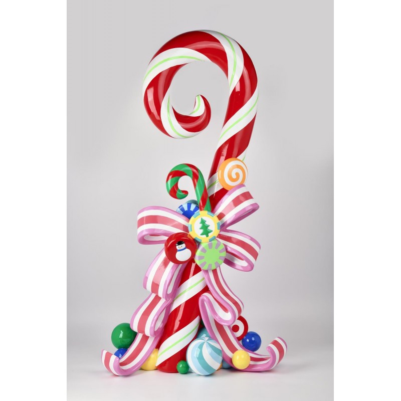 PEPPERMINT CANDY CANE POLYRESIN 64x37x117cm RED/WHITE/MULTI