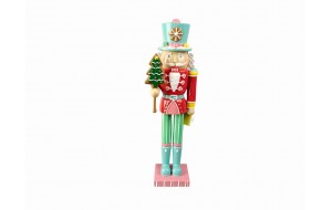 TREE HOLDING NUTCRACKER POLYRESIN 11.5*9*36CM PINK/MULTI