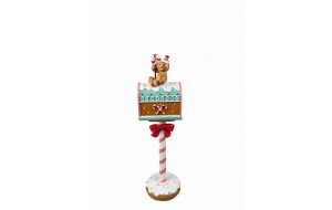 GINGERBREAD MAILBOX POLYRESIN 10.5*10*36CM PINK/MULTI