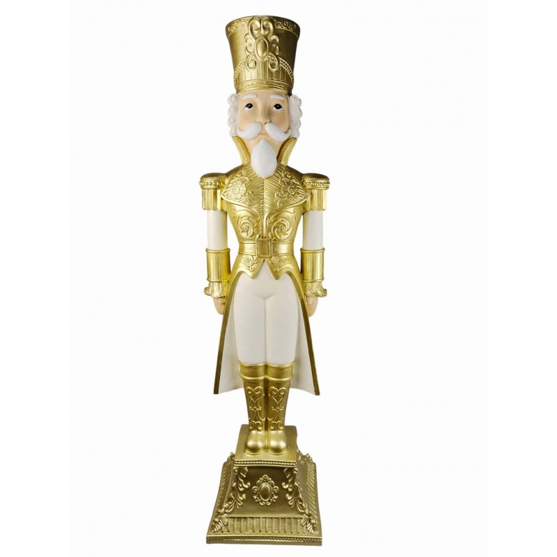 Emperor χριστουγεννιάτικη φιγούρα καρυοθραύστη από πολυρεζίνη σε χρυσή απόχρωση 30x122 εκ