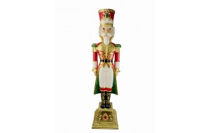EMPEROR NUTCRACKER POLYRESIN  30*30*122CM WHITE/RED