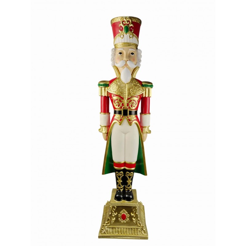 EMPEROR NUTCRACKER POLYRESIN  30*30*122CM WHITE/RED