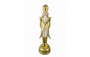 LED EMPEROR NUTCRACKER POLYRESIN 19*19*70CM WHITE/GOLD