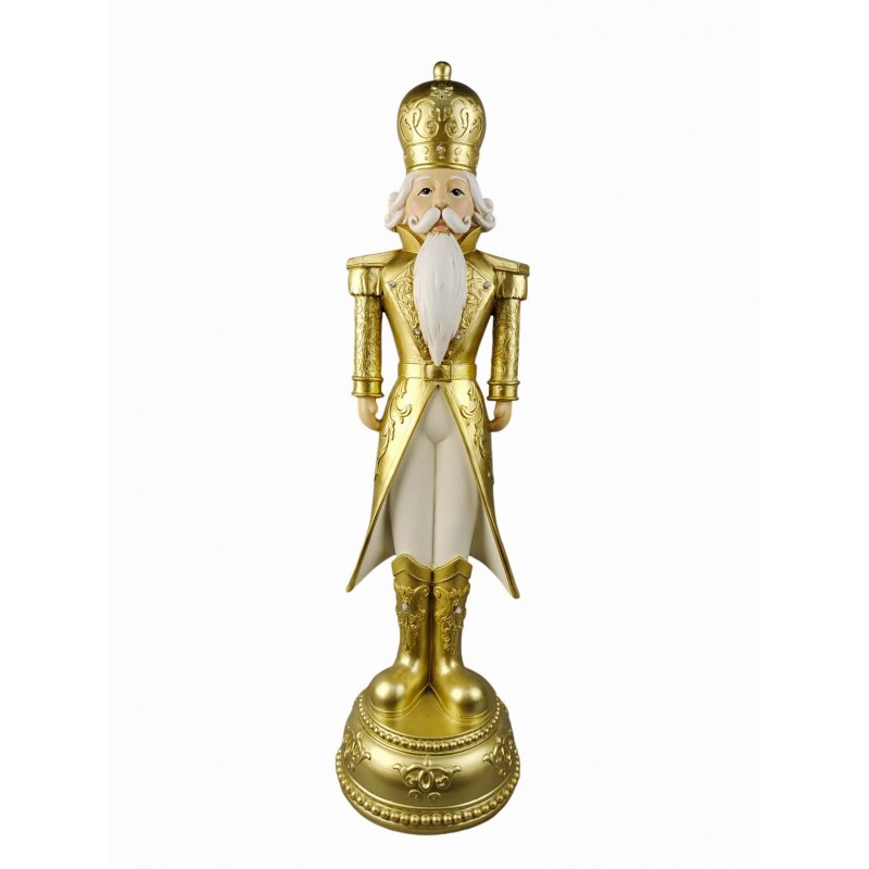 LED EMPEROR NUTCRACKER POLYRESIN 19*19*70CM WHITE/GOLD