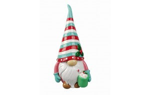 COFFEE GNOME POLYRESIN 12.5*11*25.5CM PINK/MULTI