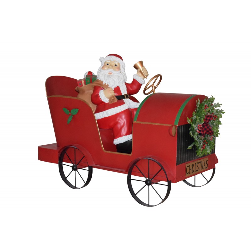 SANTA'S ANTIQUE CAR METAL/POLYRESIN 129*69*98CM RED
