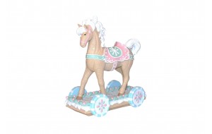 GINGER HORSE POLYRESIN 34.5*16*38CM PASTEL PINK