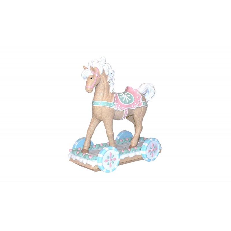 GINGER HORSE POLYRESIN 34.5*16*38CM PASTEL PINK
