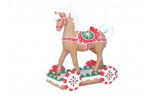GINGER HORSE POLYRESIN 34.5*16*38CM BISCUIT