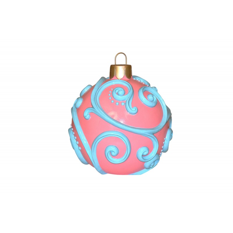 ΜΠΑΛΑ POLYRESIN SWIRLS 39*39*43CM PINK/LIGHT BLUE
