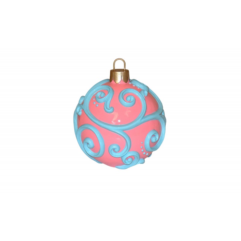 ΜΠΑΛΑ POLYRESIN SWIRLS 24*24*27CM PINK/LIGHT BLUE