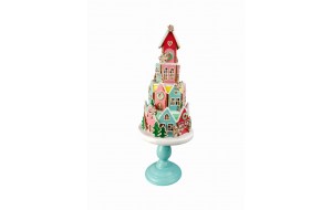 LEDGINGERBREAD CAKE POLYRESIN 24*24*59CM PINK/MULTI