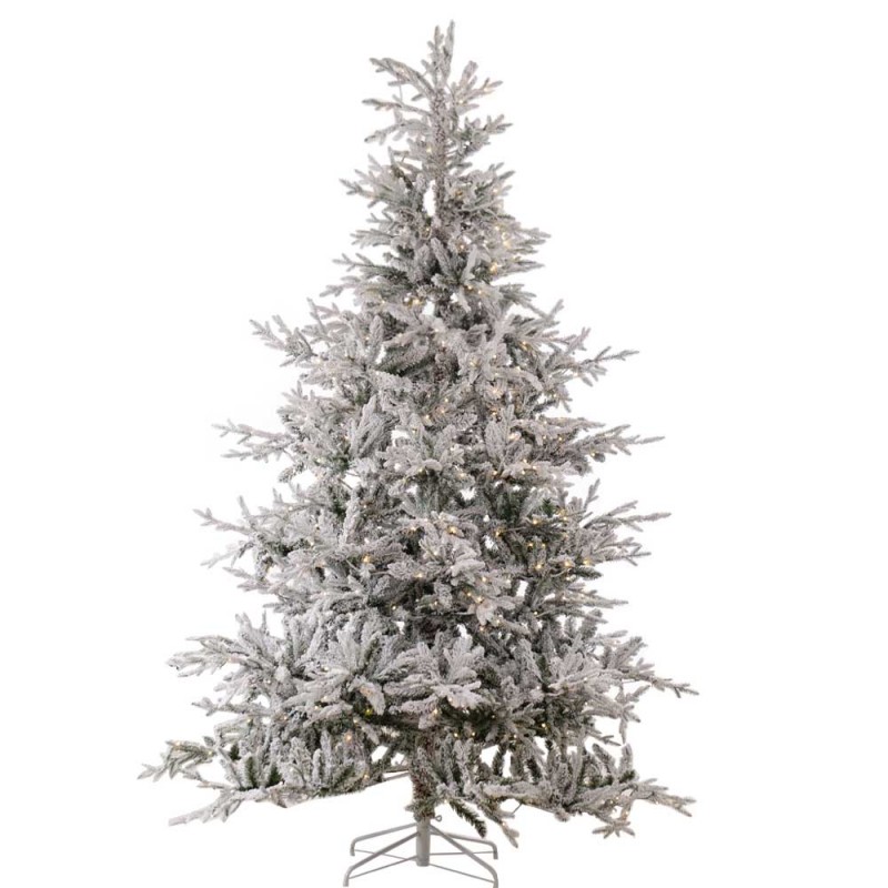 Winter Fairy Pre-Lit Flocked χριστουγεννιάτικο δέντρο με πράσινα χιονισμένα φύλλα mixed PE-PVC και 450 ενσωματωμένα LED με ύψος 210 εκ