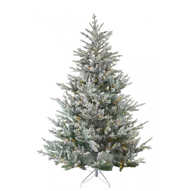 Winter Fairy Pre-Lit Flocked χριστουγεννιάτικο δέντρο με πράσινα χιονισμένα φύλλα mixed PE-PVC και 450 ενσωματωμένα LED με ύψος 210 εκ