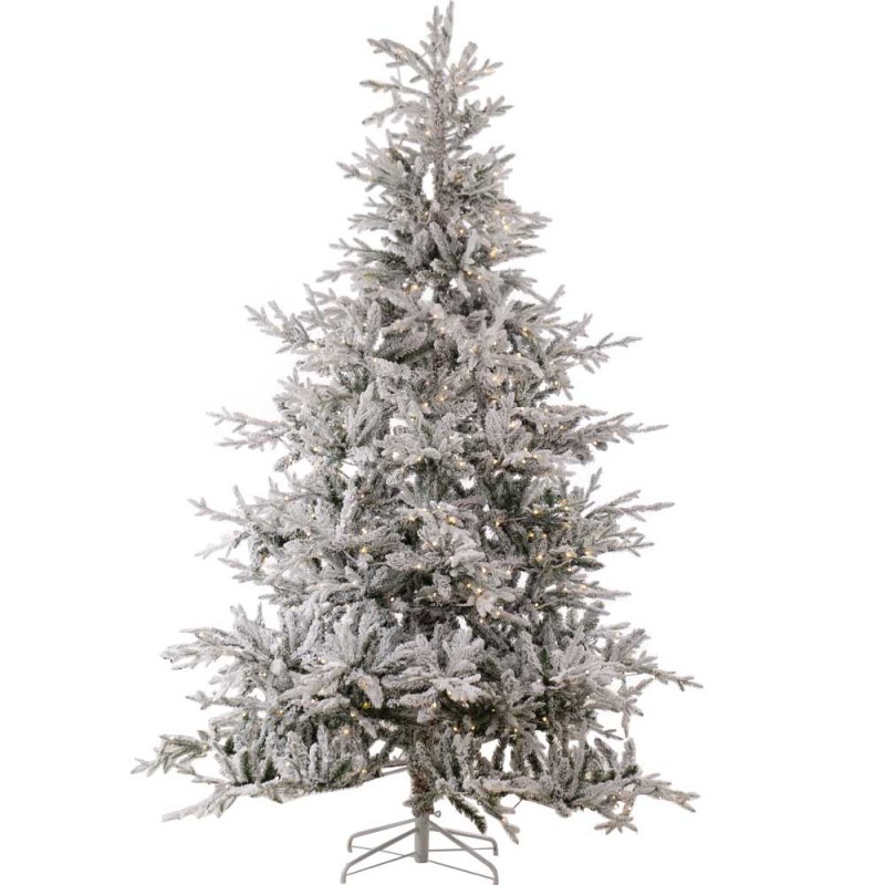 Winter Fairy Pre-Lit Flocked χριστουγεννιάτικο δέντρο με πράσινα χιονισμένα φύλλα mixed PE-PVC και 580 ενσωματωμένα LED με ύψος 240 εκ
