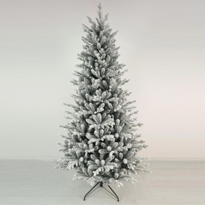 Fairy Pre-Lit Flocked χριστουγεννιάτικο δέντρο με μεικτό φύλλωμα PE και PVC με πράσινα χιονισμένα φύλλα και ενσωματωμένο φωτισμό και ύψος 240 εκ