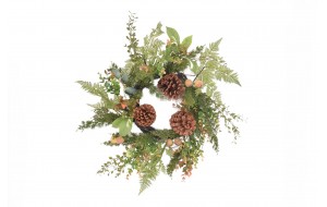 χρ. στεφανι rattan 50cm pe/pinecones ανθισμενο