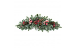 ΓΙΡΛΑΝΤΑ ΕΠΙΤΡΑΠΕΖΙΑ HORN 65CM BERRIES/PINES/BOWS PE GREY GREEN