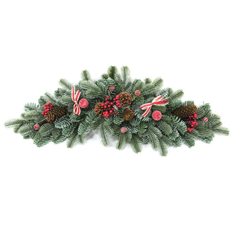 ΓΙΡΛΑΝΤΑ ΕΠΙΤΡΑΠΕΖΙΑ HORN 65CM BERRIES/PINES/BOWS PE GREY GREEN