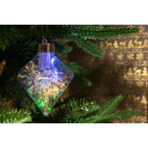 Χριστουγεννιάτικο στολίδι διάφανο με ενσωματωμένο LED φωτισμό σετ έξι τεμαχίων 8x10 εκ
